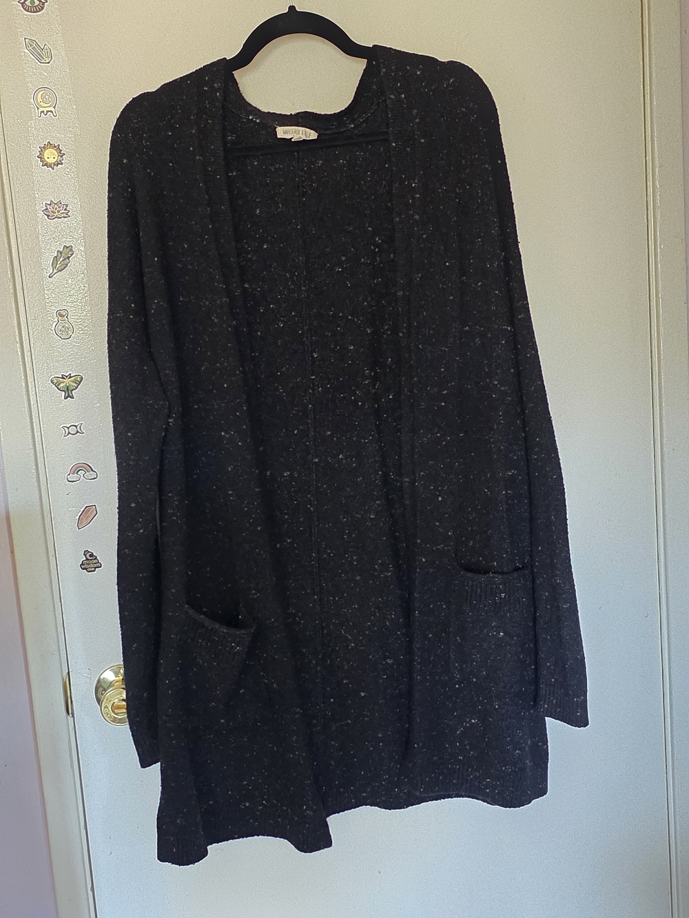 Black Fleck Open-Front Women's Cardigan